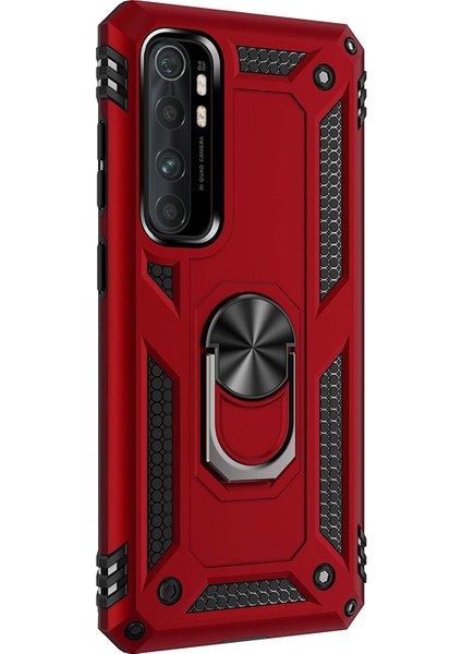 Xiaomi Mi Note 10 Lite Yüzüklü Tank Kılıf Bordo
