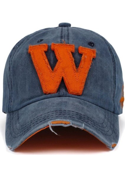 Dmona unisex Lacivert Taşlı Eskitme W Şapka fırsatları