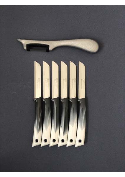 6'lı Elegans Füme Bıçak Seti ve Yan Soyacak