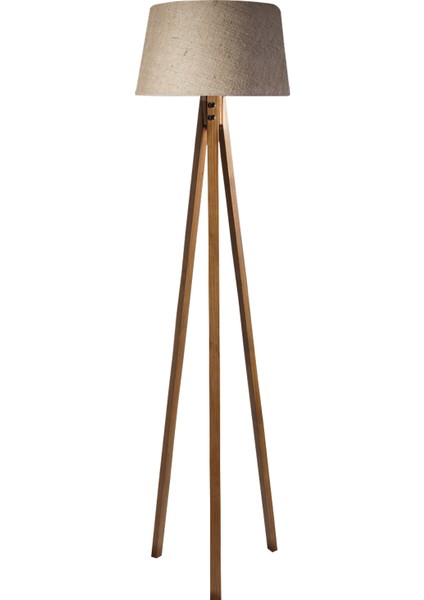 Düz 3 Ayak Tripod Lambader Abajur Avize Aydınlatma Ahşap Naturel Ağaç Country Dekor Lamba Aplik Masif Doğal