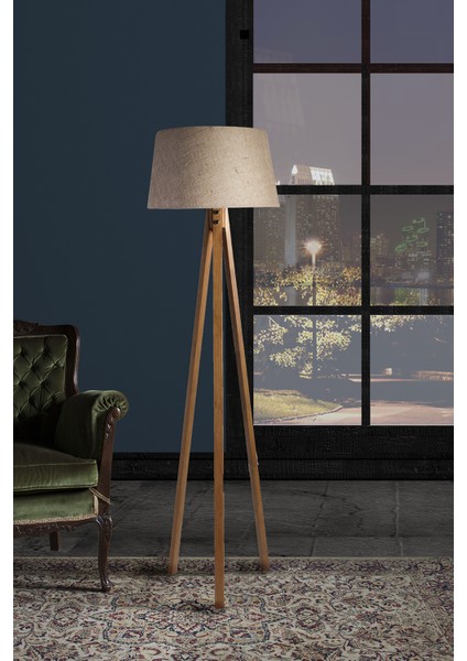 Düz 3 Ayak Tripod Lambader Abajur Avize Aydınlatma Ahşap Naturel Ağaç Country Dekor Lamba Aplik Masif Doğal fiyatları