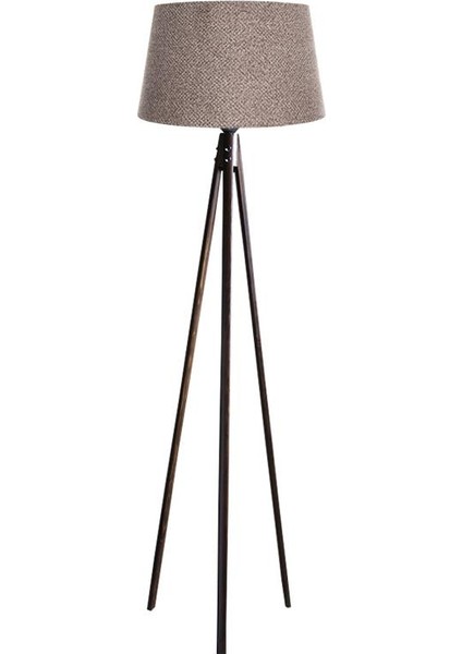 Oval 3 Ayak Tripod Lambader Abajur Köşe Lambası Ahşap Ceviz
