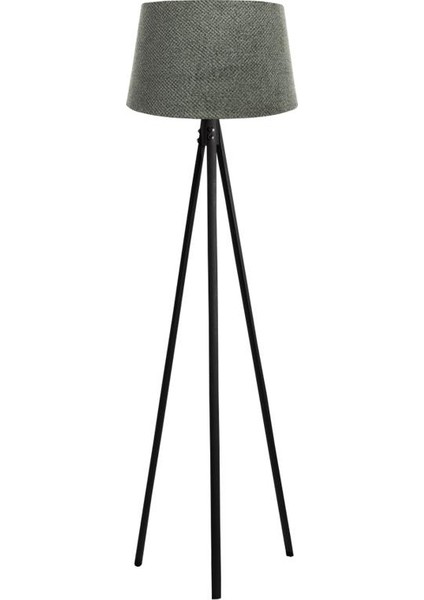 Oval 3 Ayak Tripod Lambader Abajur Köşe Lambası Ahşap Siyah