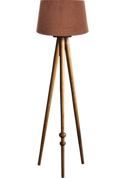 Round Leg Tripod L Ambader Abajur Avize Aydınlatma Ahşap Naturel Ağaç Country Masif Doğal