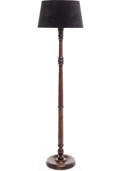 Torinio Torna Bacak Lambader Abajur Köşe Lambası Ahşap Country Doğal Masif Ceviz Renk