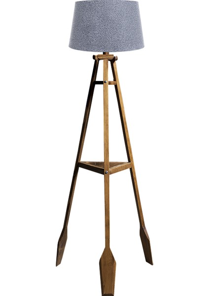 Remi 3 Ayaklı Tripod Lambader Naturel Ahşap Köşe Lambası Abajur