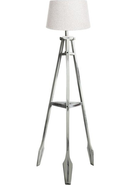 Remi 3 Ayaklı Tripod Lambader Beyaz Ahşap Köşe Lambası Abajur