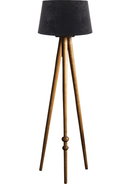 Round Leg Tripod L Ambader Abajur Avize Aydınlatma Ahşap Naturel Ağaç Country Masif Doğal
