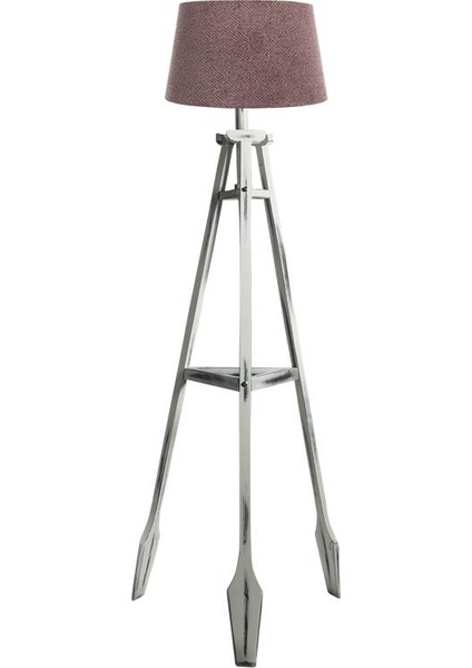 Remi 3 Ayaklı Tripod Lambader Beyaz Ahşap Köşe Lambası Abajur