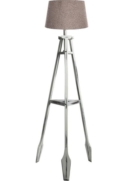 Remi 3 Ayaklı Tripod Lambader Beyaz Ahşap Köşe Lambası Abajur