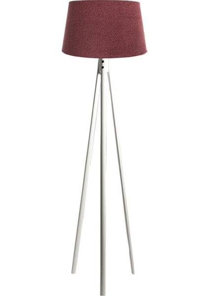 Oval 3 Ayak Tripod Lambader Abajur Köşe Lambası Ahşap Beyaz