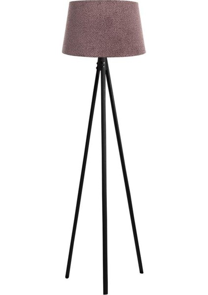 Oval 3 Ayak Tripod Lambader Abajur Köşe Lambası Ahşap Siyah