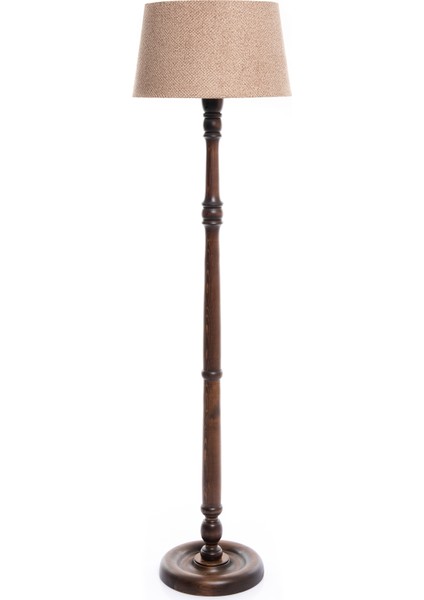 Torinio Torna Bacak Lambader Abajur Köşe Lambası Ahşap Country Doğal Masif Ceviz Renk