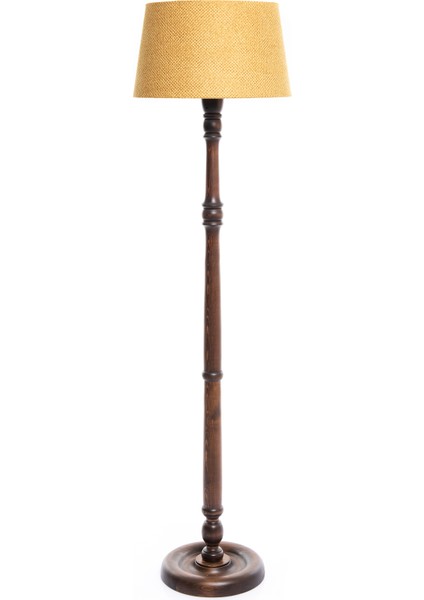 Torinio Torna Bacak Lambader Abajur Köşe Lambası Ahşap Country Doğal Masif Ceviz Renk