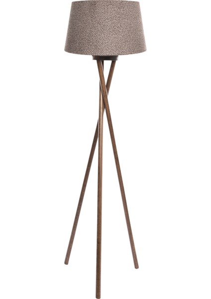 Cross Leg Tripod 3 Ayaklı Ahşap Lambader Abajur Köşe Lambası Aydınlatma Naturel Masif Ağaç