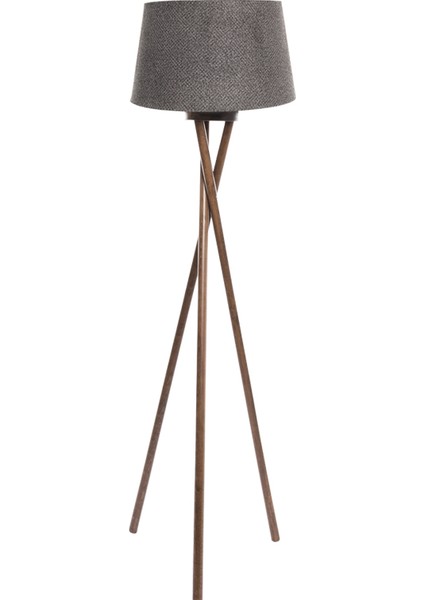 Cross Leg Tripod 3 Ayaklı Ahşap Lambader Abajur Köşe Lambası Aydınlatma Naturel Masif Ağaç