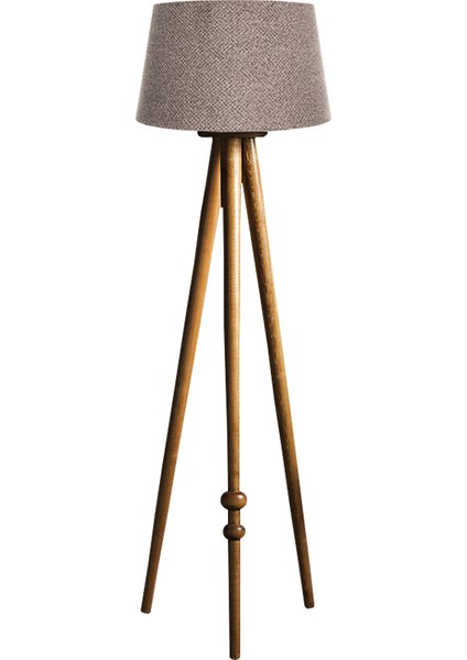 Round Leg Tripod L Ambader Abajur Avize Aydınlatma Ahşap Naturel Ağaç Country Masif Doğal