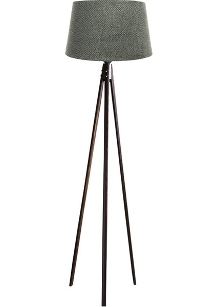 Oval 3 Ayak Tripod Lambader Abajur Köşe Lambası Ahşap Ceviz