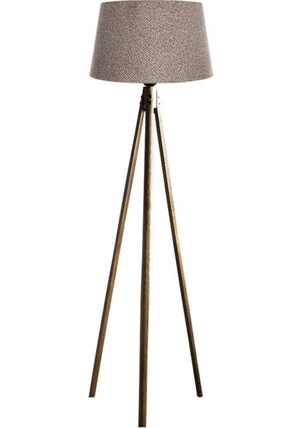 Oval 3 Ayak Tripod Lambader Abajur Köşe Lambası Ahşap Naturel