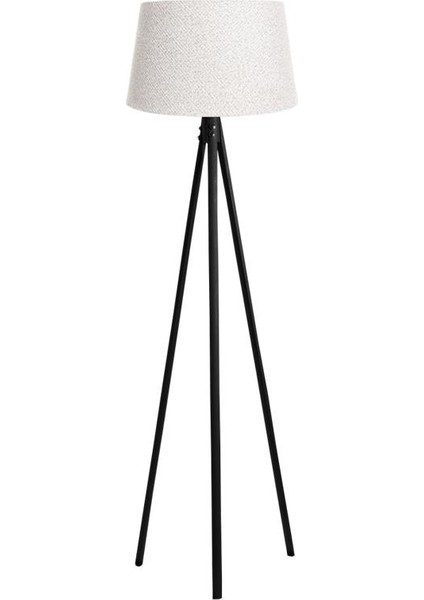 Oval 3 Ayak Tripod Lambader Abajur Köşe Lambası Ahşap Siyah