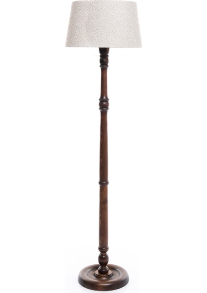 Torinio Torna Bacak Lambader Abajur Köşe Lambası Ahşap Country Doğal Masif Ceviz Renk