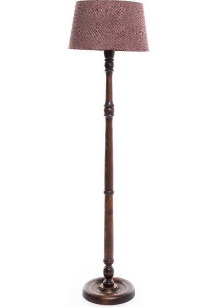 Torinio Torna Bacak Lambader Abajur Köşe Lambası Ahşap Country Doğal Masif Ceviz Renk