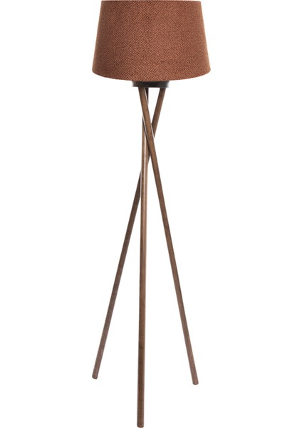 Cross Leg Tripod 3 Ayaklı Ahşap Lambader Abajur Köşe Lambası Aydınlatma Naturel Masif Ağaç