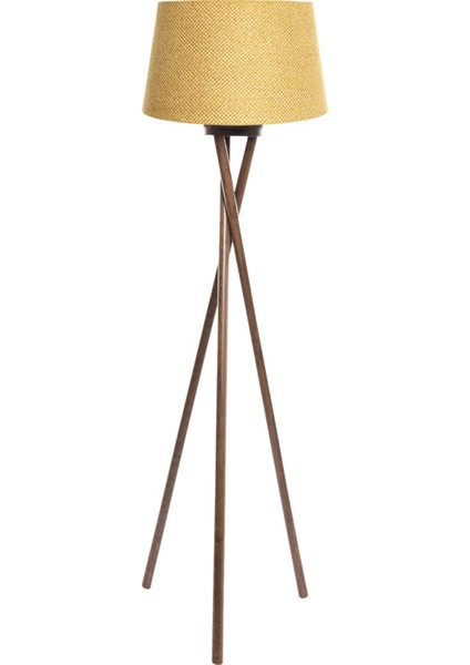 Cross Leg Tripod 3 Ayaklı Ahşap Lambader Abajur Köşe Lambası Aydınlatma Naturel Masif Ağaç
