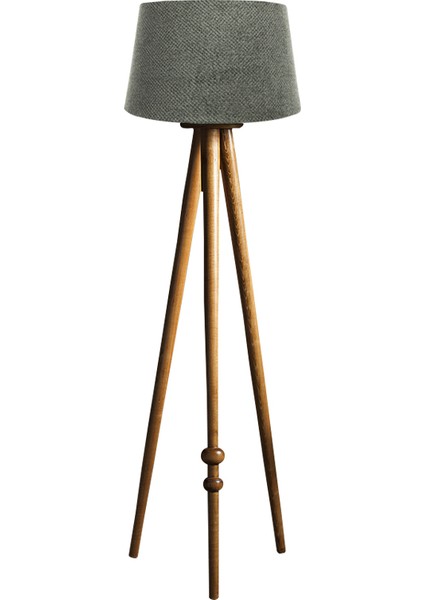 Round Leg Tripod Lambader Abajur Avize Aydınlatma Ahşap Naturel Ağaç Country Masif Doğal