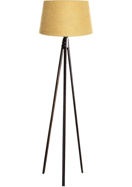 Oval 3 Ayak Tripod Lambader Abajur Köşe Lambası Ahşap Ceviz