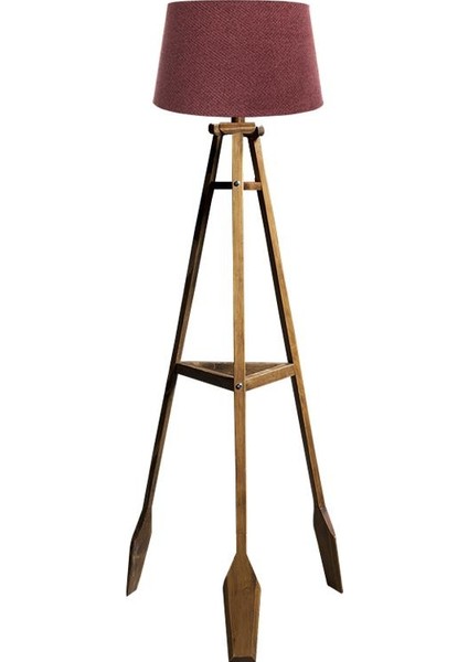 Remi 3 Ayaklı Tripod Lambader Naturel Ahşap Köşe Lambası Abajur