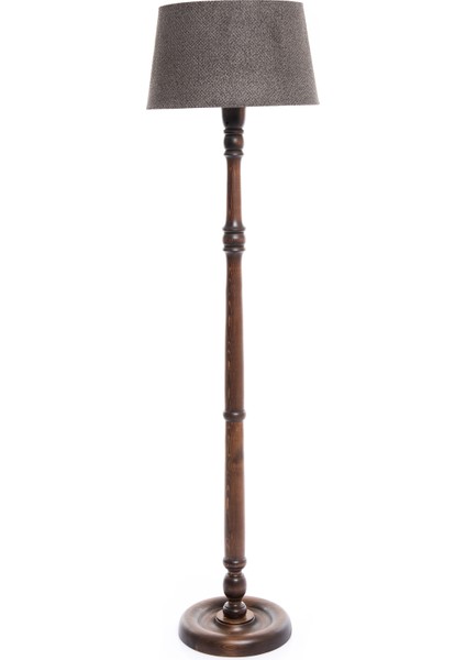 Torinio Torna Bacak Lambader Abajur Köşe Lambası Ahşap Country Doğal Masif Ceviz Renk