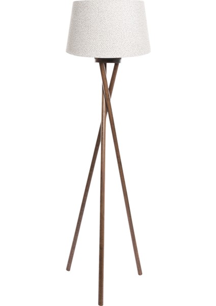 Cross Leg Tripod 3 Ayaklı Ahşap Lambader Abajur Köşe Lambası Aydınlatma Naturel Masif Ağaç