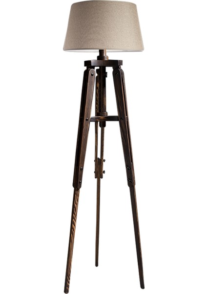 Piega Tripod Lambader Abajur Avize Aydınlatma Ahşap Ceviz Ağaç Country Dekor Lamba Aplik Masif Doğal