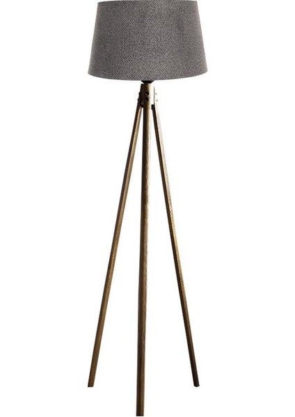 Oval 3 Ayak Tripod Lambader Abajur Köşe Lambası Ahşap Naturel