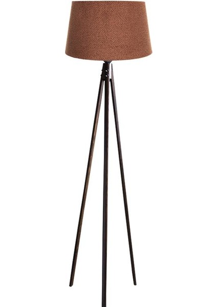 Oval 3 Ayak Tripod Lambader Abajur Köşe Lambası Ahşap Ceviz