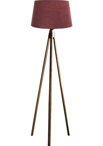 Oval 3 Ayak Tripod Lambader Abajur Köşe Lambası Ahşap Naturel
