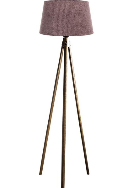 Oval 3 Ayak Tripod Lambader Abajur Köşe Lambası Ahşap Naturel