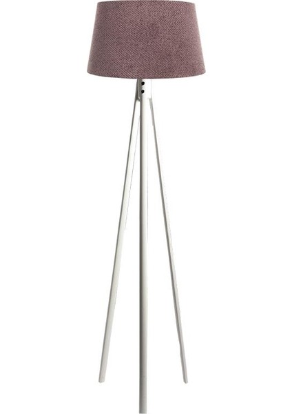 Oval 3 Ayak Tripod Lambader Abajur Köşe Lambası Ahşap Beyaz