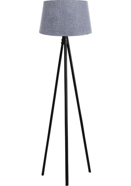 Oval 3 Ayak Tripod Lambader Abajur Köşe Lambası Ahşap Siyah