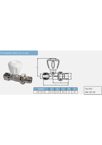 Eca Düz Radyatör Valfi Eca 16X2 Rv3 Pex 602120722 fiyatları