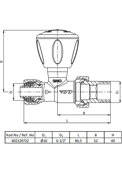 Eca Düz Radyatör Valfi Eca 16X2 Rv3 Pex 602120722 modelleri