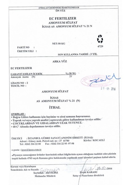 Amonyüm Sulfat %21 N As Ec Fertılızer Bahçe Çiçek Ağaç Bitki Besini Yeşillendirici Geliştirici Azotlu Kükürtlü Üst Çim Şeker Gübresi 50 Kg
