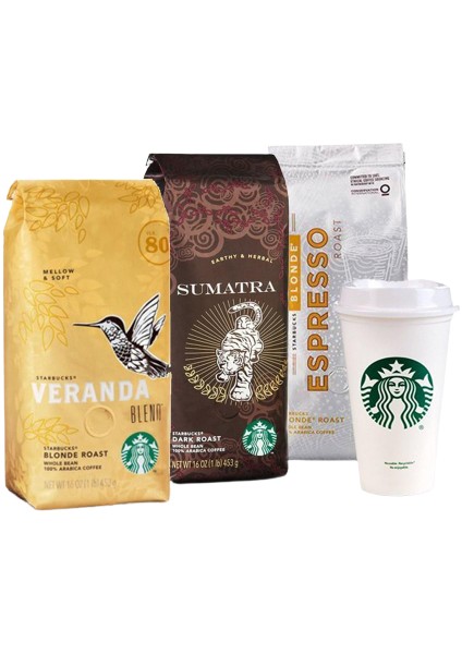 Veranda, Sumatra, Blonde Espresso Çekirdek Kahve 250 gr x 3 + Plastik Bardak