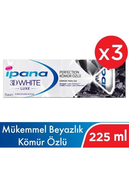 3D White Luxe Charcoal Diş Macunu 225 ml ( 75ML x 3 )