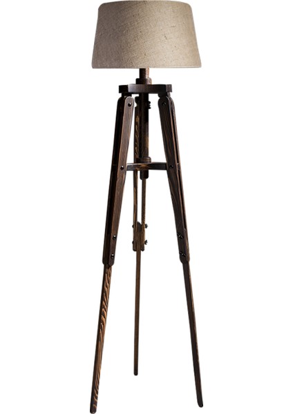 Piega Tripod Lambader Abajur Avize Aydınlatma Ahşap Ceviz Ağaç Country Dekor Lamba Aplik Masif Doğal