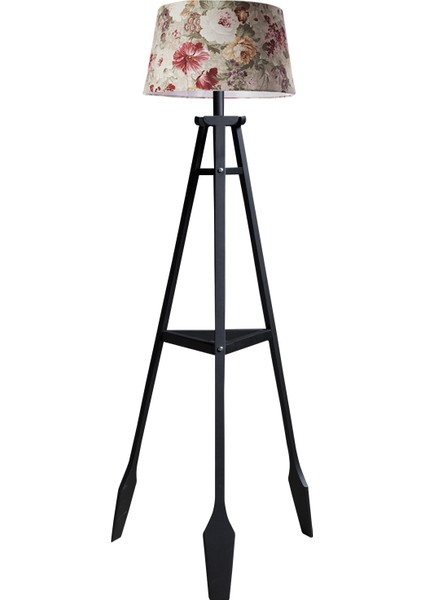 Remi Tripod Lambader Abajur Avize Aydınlatma Ahşap Siyah Ağaç Country Dekor Lamba Aplik Masif Doğal