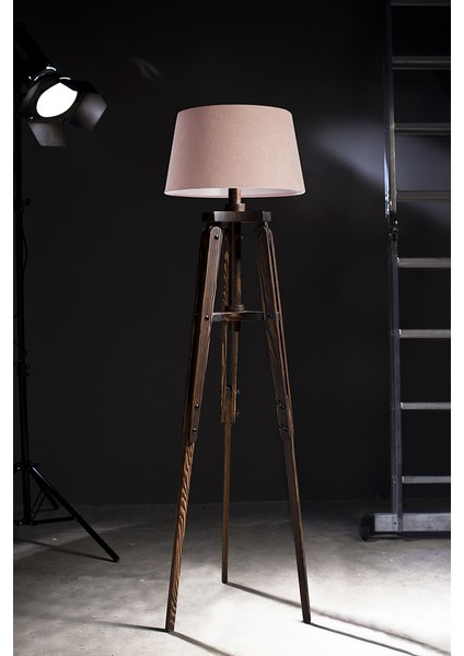 Piega Tripod Lambader Abajur Avize Aydınlatma Ahşap Ceviz Ağaç Country Dekor Lamba Aplik Masif Doğal