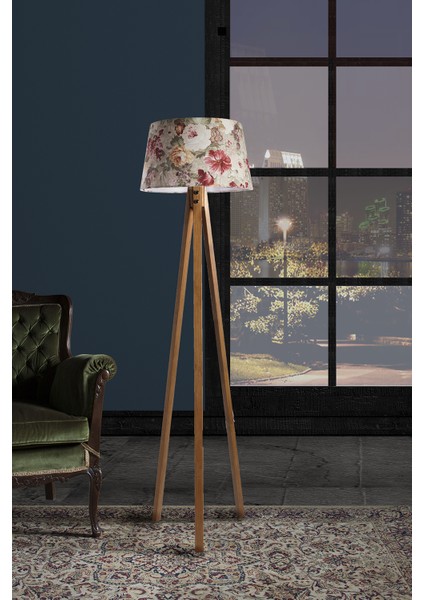 Düz 3 Ayak Tripod Lambader Abajur Avize Aydınlatma Ahşap Naturel Ağaç Dekor Lamba Aplik Masif Doğal