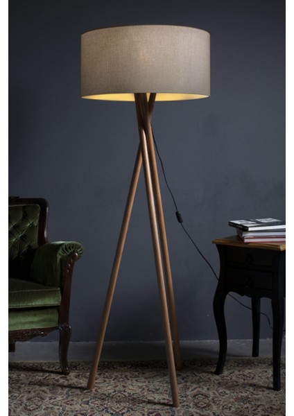 Cross Leg Tripod 3 Ayaklı Ahşap Lambader Abajur Köşe Lambası